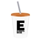 a white cup & translucent orange lid & frost straw promotional personalized 16 oz stadium plastic tumbler cup with lid straw