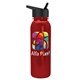 aerial view a black lid & metallic-red bottle terrain - 24 oz metalike bottle with flip straw lid and digital imprint, image 1 of 2