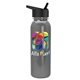 aerial view a black lid & silver bottle terrain - 24 oz metalike bottle with flip straw lid and digital imprint, image 1 of 2