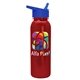 a blue lid & metallic-red bottle terrain - 24 oz metalike bottle with flip straw lid and digital imprint