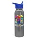 aerial view a blue lid & silver bottle terrain - 24 oz metalike bottle with flip straw lid and digital imprint, image 1 of 2
