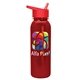 aerial view a red lid & metallic-red bottle terrain - 24 oz metalike bottle with flip straw lid and digital imprint, image 1 of 2