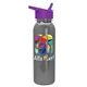 aerial view a violet lid & silver bottle terrain - 24 oz metalike bottle with flip straw lid and digital imprint, image 1 of 2
