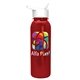 aerial view a white lid & metallic-red bottle terrain - 24 oz metalike bottle with flip straw lid and digital imprint, image 1 of 2
