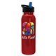 a black-with-blue-spout lid & metallic-red bottle terrain - 24 oz metalike bottle with flip straw lid and digital imprint