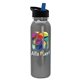 aerial view a black-with-blue-spout lid & silver bottle terrain - 24 oz metalike bottle with flip straw lid and digital imprint, image 1 of 2