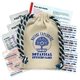 a natural with blue drawstring handy canvas first aid kit