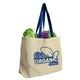 aerial view a natural with blue handles the natural - 8 oz canvas tote, image 1 of 2