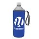 aerial view a royal blue with gray trim water bottle caddy with carry handle strap, image 1 of 2