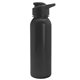 aerial view a black lid & black bottle terrain - 24 oz metalike bottle with drink thru lid and digital imprint, image 1 of 2