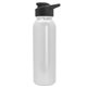 aerial view a black lid & white bottle terrain - 24 oz metalike bottle with drink thru lid and digital imprint, image 1 of 2
