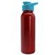 a cyan lid & red bottle terrain - 24 oz metalike bottle with drink thru lid and digital imprint