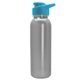 a cyan lid & silver bottle terrain - 24 oz metalike bottle with drink thru lid and digital imprint