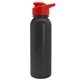 a red lid & black bottle terrain - 24 oz metalike bottle with drink thru lid and digital imprint