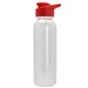 a red lid & white bottle terrain - 24 oz metalike bottle with drink thru lid and digital imprint