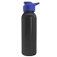 a royal-blue lid & black bottle terrain - 24 oz metalike bottle with drink thru lid and digital imprint
