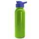a royal-blue lid & lime-green bottle terrain - 24 oz metalike bottle with drink thru lid and digital imprint