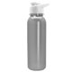 aerial view a white lid & silver bottle terrain - 24 oz metalike bottle with drink thru lid and digital imprint, image 1 of 2