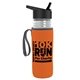 a clear bottle & black lid & orange insulator the lifeguard - 24 oz pete bottle with flip straw lid