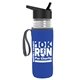 a clear bottle & black lid & royal-blue insulator the lifeguard - 24 oz pete bottle with flip straw lid