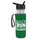 a clear bottle & black lid & green insulator the lifeguard - 24 oz pete bottle with flip straw lid