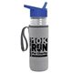 a clear bottle & royal blue lid & heather gray insulator the lifeguard - 24 oz pete bottle with flip straw lid