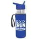 a clear bottle & royal blue lid & royal-blue insulator the lifeguard - 24 oz pete bottle with flip straw lid
