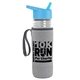 a clear bottle & cyan lid & heather gray insulator the lifeguard - 24 oz pete bottle with flip straw lid