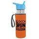 a clear bottle & cyan lid & orange insulator the lifeguard - 24 oz pete bottle with flip straw lid