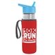 a clear bottle & cyan lid & red insulator the lifeguard - 24 oz pete bottle with flip straw lid
