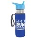 a clear bottle & cyan lid & royal-blue insulator the lifeguard - 24 oz pete bottle with flip straw lid