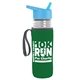 a clear bottle & cyan lid & green insulator the lifeguard - 24 oz pete bottle with flip straw lid