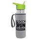 a clear bottle & lime green lid & heather gray insulator the lifeguard - 24 oz pete bottle with flip straw lid