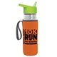 a clear bottle & lime green lid & orange insulator the lifeguard - 24 oz pete bottle with flip straw lid