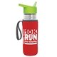 a clear bottle & lime green lid & red insulator the lifeguard - 24 oz pete bottle with flip straw lid