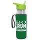 a clear bottle & lime green lid & green insulator the lifeguard - 24 oz pete bottle with flip straw lid