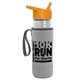 a clear bottle & orange lid & heather gray insulator the lifeguard - 24 oz pete bottle with flip straw lid