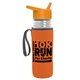 a clear bottle & orange lid & orange insulator the lifeguard - 24 oz pete bottle with flip straw lid
