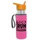 a clear bottle & orange lid & hot pink insulator the lifeguard - 24 oz pete bottle with flip straw lid