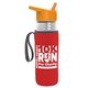 a clear bottle & orange lid & red insulator the lifeguard - 24 oz pete bottle with flip straw lid