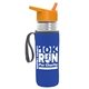 a clear bottle & orange lid & royal-blue insulator the lifeguard - 24 oz pete bottle with flip straw lid