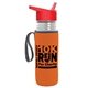 a clear bottle & red lid & orange insulator the lifeguard - 24 oz pete bottle with flip straw lid