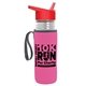 a clear bottle & red lid & hot pink insulator the lifeguard - 24 oz pete bottle with flip straw lid