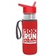a clear bottle & red lid & red insulator the lifeguard - 24 oz pete bottle with flip straw lid
