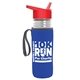 a clear bottle & red lid & royal-blue insulator the lifeguard - 24 oz pete bottle with flip straw lid