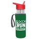 a clear bottle & red lid & green insulator the lifeguard - 24 oz pete bottle with flip straw lid