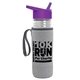 a clear bottle & violet lid & heather gray insulator the lifeguard - 24 oz pete bottle with flip straw lid
