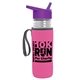 a clear bottle & violet lid & hot pink insulator the lifeguard - 24 oz pete bottle with flip straw lid