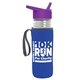a clear bottle & violet lid & royal-blue insulator the lifeguard - 24 oz pete bottle with flip straw lid