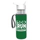 a clear bottle & white lid & green insulator the lifeguard - 24 oz pete bottle with flip straw lid